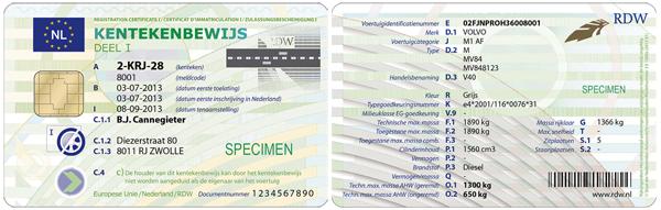 Kentekencard kentekenbewijs Kentekencard voor- en achterkant