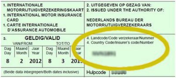 Groene kaart nummer 2021 Groene kaart nummer