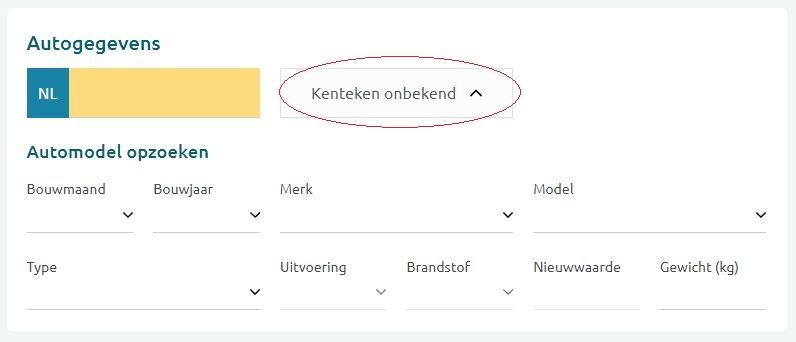 autopremie berekenen kenteken onbekend