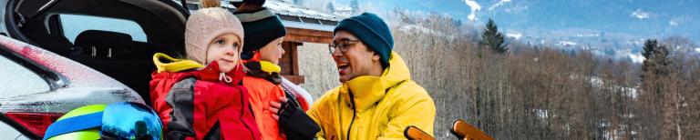 familie op wintersport